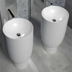 Viadurini Bathroom Keramikwaschbecken-Standwaschbecken aus weißer oder farbiger Keramik Trabia