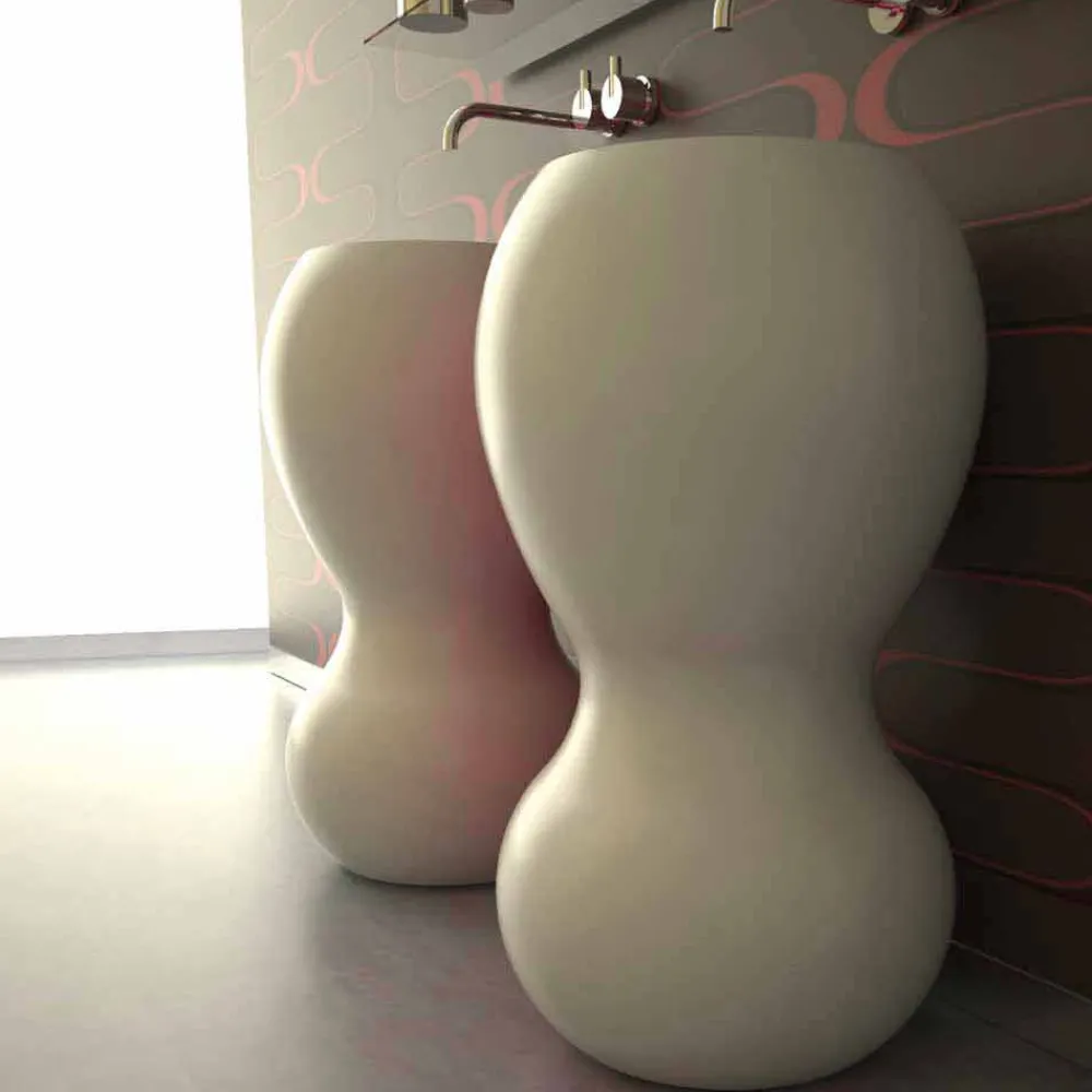 Viadurini Design Design Waschbecken Aus Solid Surface-Standwaschbecken in modernem Design Ariel Made in Italy