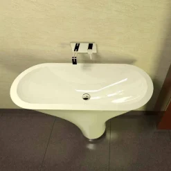 Viadurini Design Design Waschbecken Aus Solid Surface-Standwaschbecken in modernem Design Flounder Made in Italy