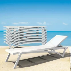 Viadurini in the Garden Sonnenliegen-Stapelbare Gartenliege aus Polypropylen und farbigem Textilen - Artelia