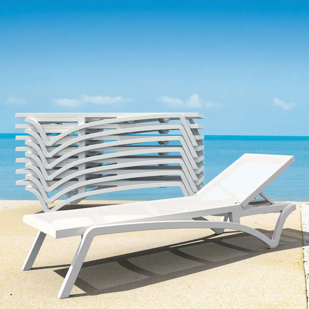 Viadurini in the Garden Sonnenliegen-Stapelbare Gartenliege aus Polypropylen und farbigem Textilen - Artelia