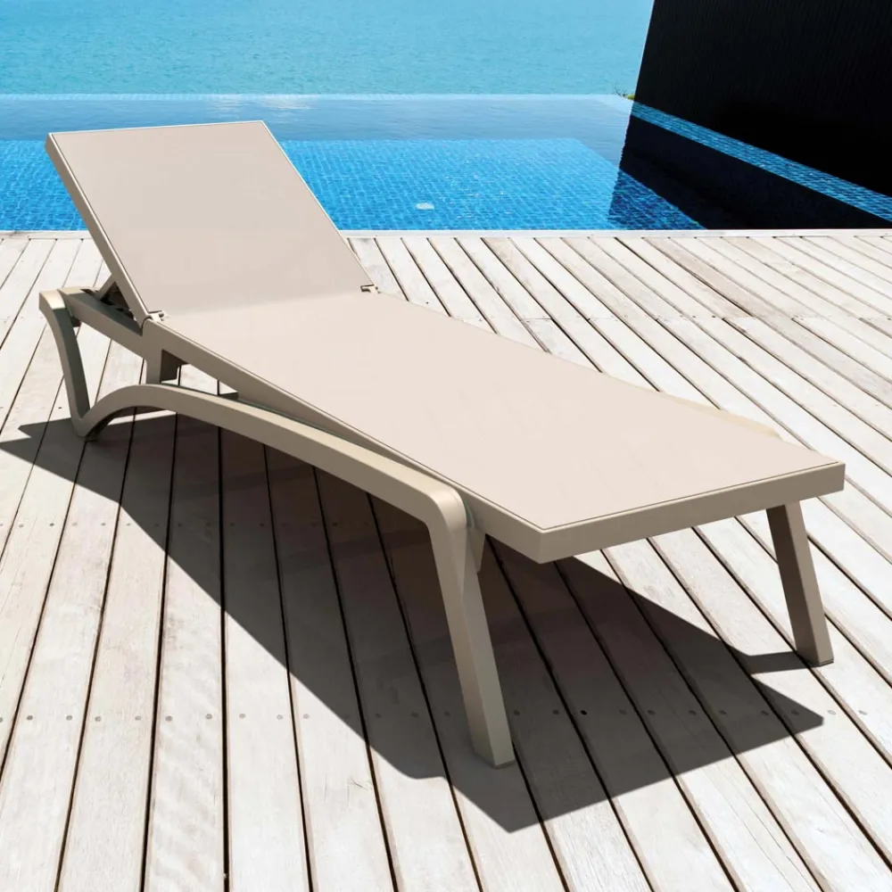 Viadurini in the Garden Sonnenliegen-Stapelbare Gartenliege aus Polypropylen und farbigem Textilen - Artelia