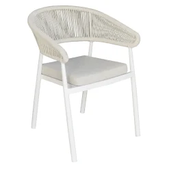 Viadurini in the Garden Gartenstühle Metall-Stapelbarer Aluminiumstuhl mit Seilkissen und Rückenlehne - Frescultura