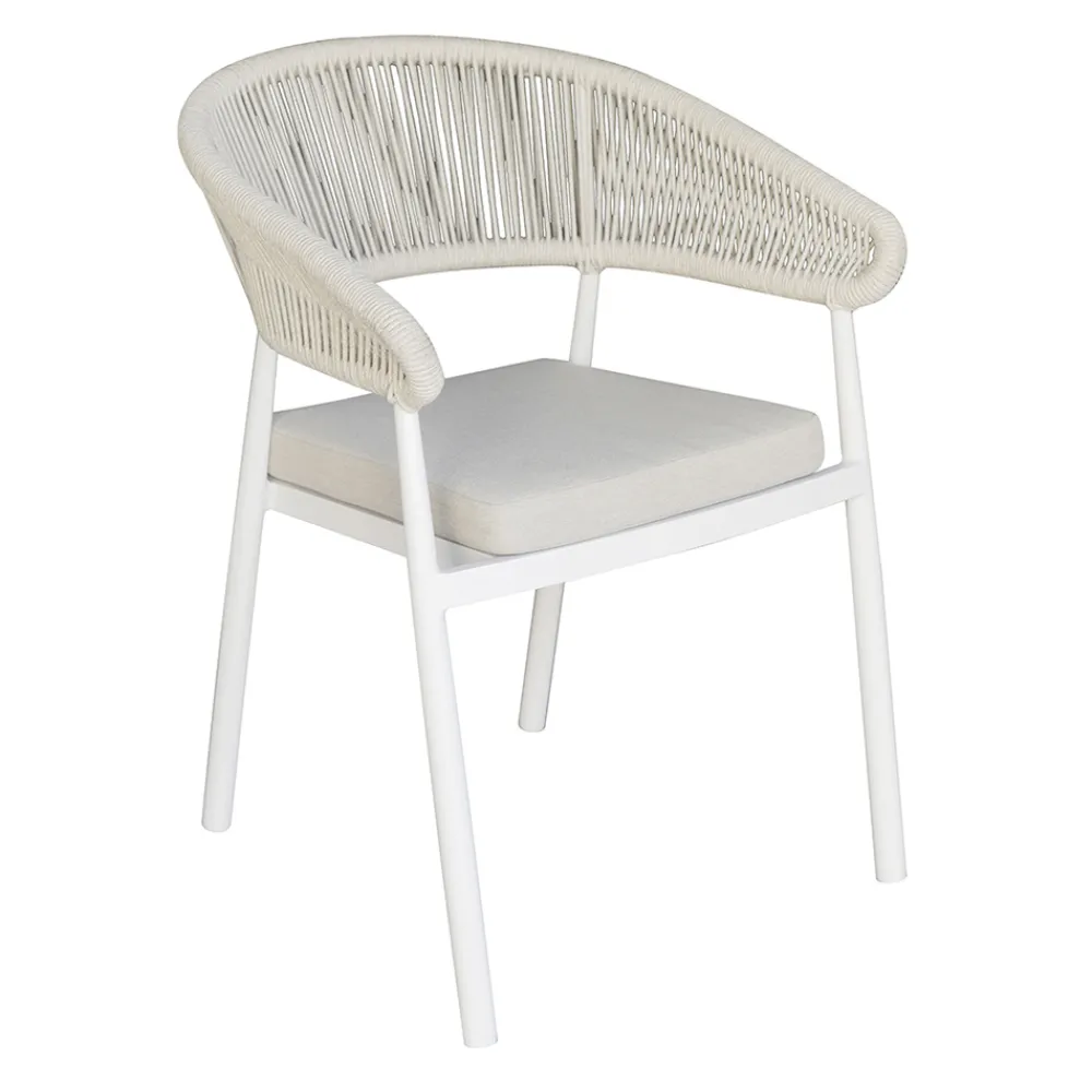 Viadurini in the Garden Gartenstühle Metall-Stapelbarer Aluminiumstuhl mit Seilkissen und Rückenlehne - Frescultura