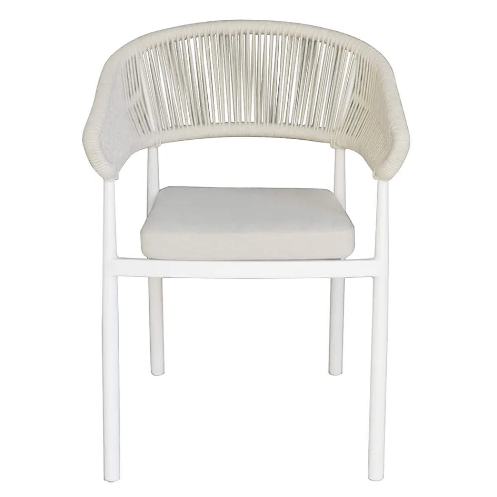 Viadurini in the Garden Gartenstühle Metall-Stapelbarer Aluminiumstuhl mit Seilkissen und Rückenlehne - Frescultura