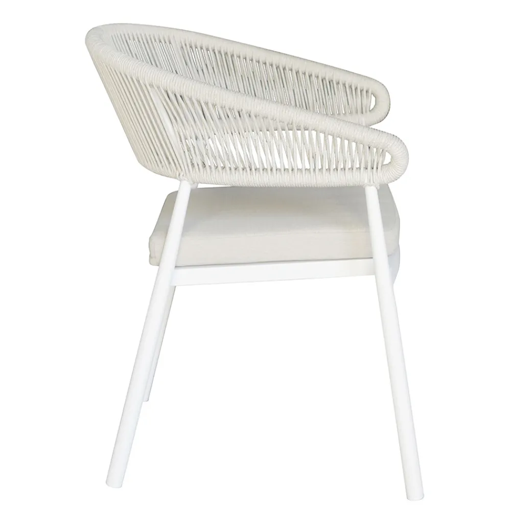 Viadurini in the Garden Gartenstühle Metall-Stapelbarer Aluminiumstuhl mit Seilkissen und Rückenlehne - Frescultura