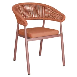 Viadurini in the Garden Gartenstühle Metall-Stapelbarer Aluminiumstuhl mit Seilkissen und Rückenlehne - Frescultura