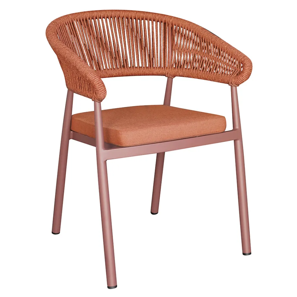 Viadurini in the Garden Gartenstühle Metall-Stapelbarer Aluminiumstuhl mit Seilkissen und Rückenlehne - Frescultura