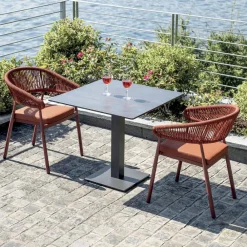 Viadurini in the Garden Gartenstühle Metall-Stapelbarer Aluminiumstuhl mit Seilkissen und Rückenlehne - Frescultura