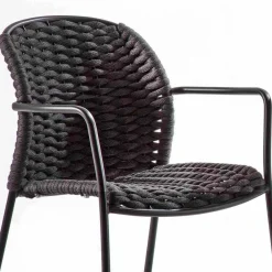 Viadurini in the Garden Gartenstühle Metall-Stapelbarer Außenstuhl aus Seil und Anthrazitmetall, 4 Stück - Drusilla