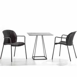 Viadurini in the Garden Gartenstühle Metall-Stapelbarer Außenstuhl aus Seil und Anthrazitmetall, 4 Stück - Drusilla