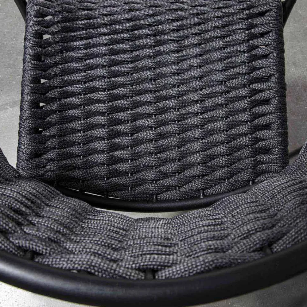 Viadurini in the Garden Gartenstühle Metall-Stapelbarer Außenstuhl aus Seil und Anthrazitmetall, 4 Stück - Drusilla