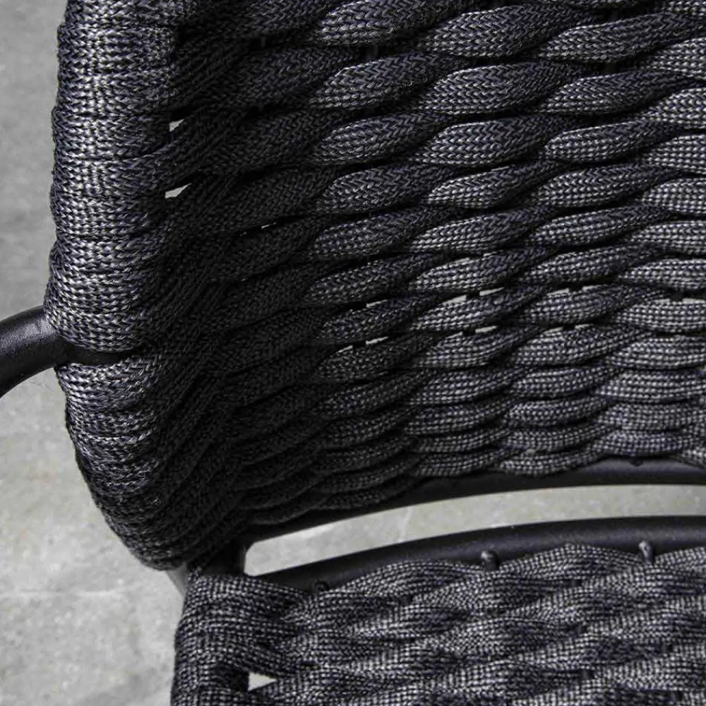 Viadurini in the Garden Gartenstühle Metall-Stapelbarer Außenstuhl aus Seil und Anthrazitmetall, 4 Stück - Drusilla