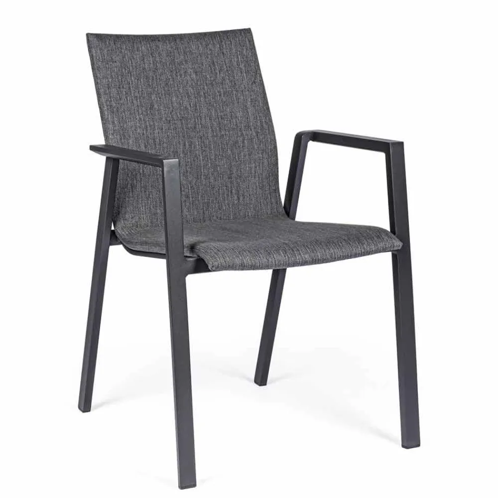 Viadurini in the Garden Gartenstühle Metall-Stapelbarer Außenstuhl aus Stoff und lackiertem Aluminium, 4 Stück - Assia