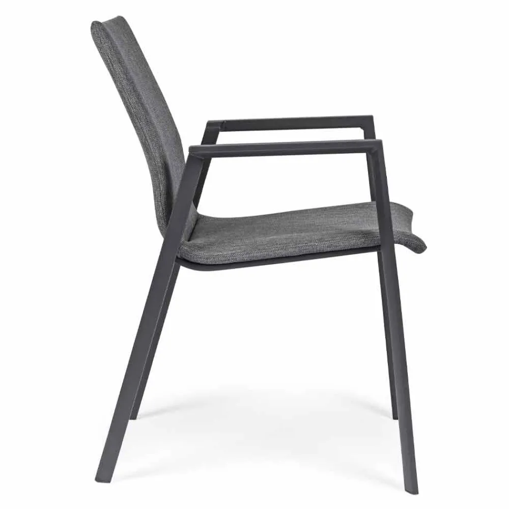 Viadurini in the Garden Gartenstühle Metall-Stapelbarer Außenstuhl aus Stoff und lackiertem Aluminium, 4 Stück - Assia