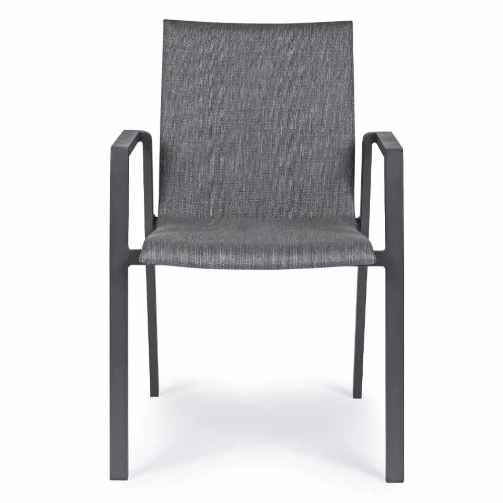 Viadurini in the Garden Gartenstühle Metall-Stapelbarer Außenstuhl aus Stoff und lackiertem Aluminium, 4 Stück - Assia