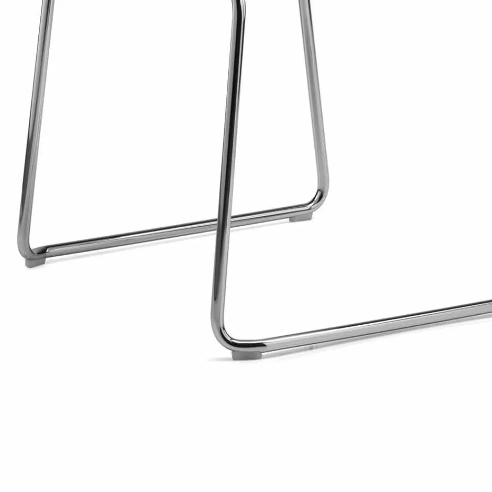 Viadurini Living Barhocker-Stapelbarer Barhocker mit Kufengestell aus Stahl und recyceltem Designstoff - Verenza