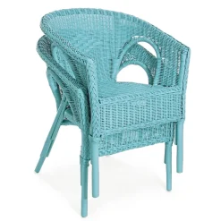 Viadurini in the Garden Sessel Rattan-Stapelbarer Design-Gartensessel aus weißem, blauem oder grünem Rattan - Favolizia