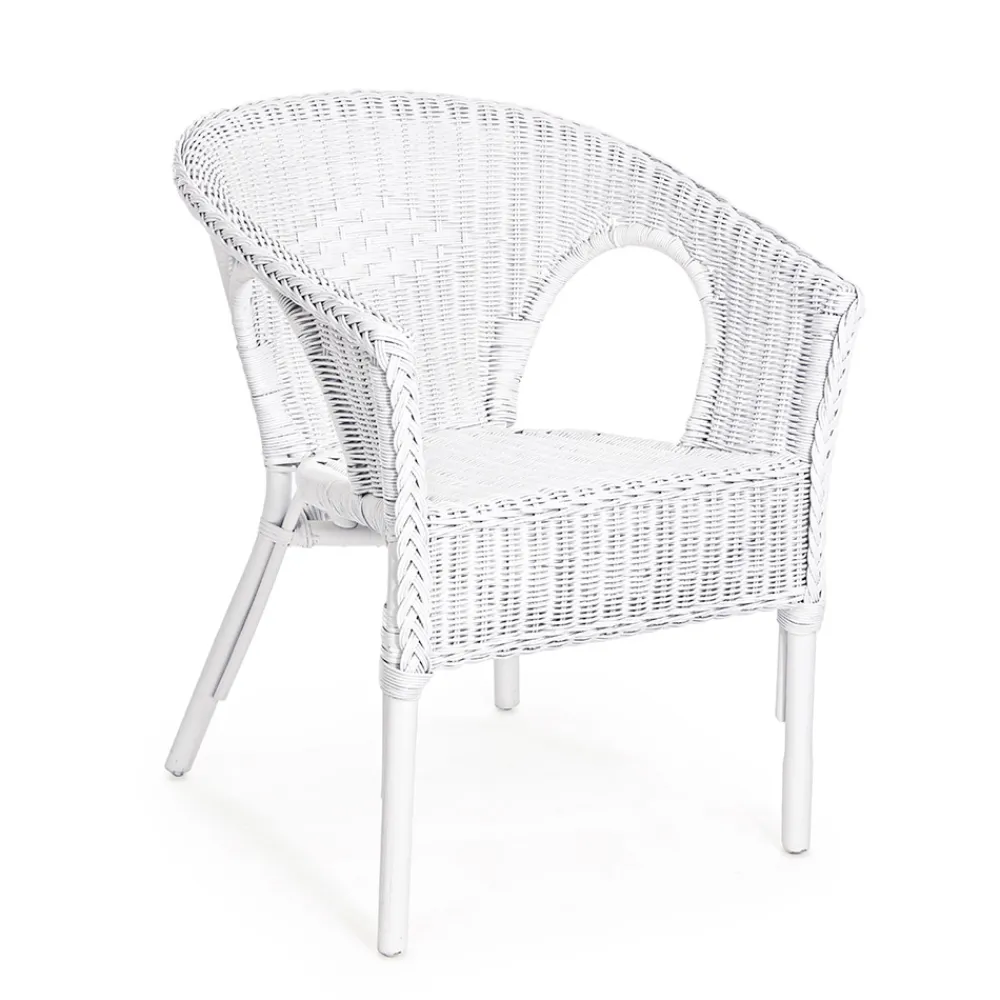 Viadurini in the Garden Sessel Rattan-Stapelbarer Design-Gartensessel aus weißem, blauem oder grünem Rattan - Favolizia