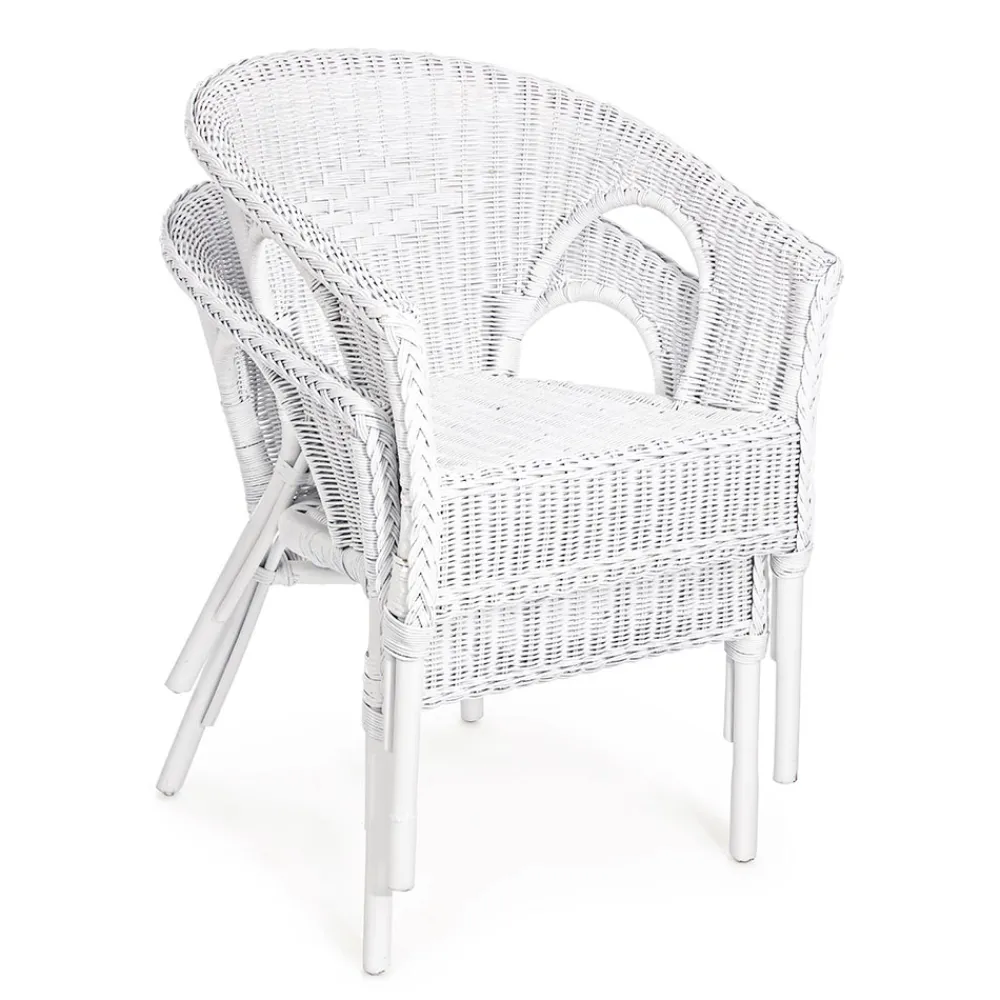 Viadurini in the Garden Sessel Rattan-Stapelbarer Design-Gartensessel aus weißem, blauem oder grünem Rattan - Favolizia