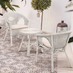 Viadurini in the Garden Sessel Rattan-Stapelbarer Design-Gartensessel aus weißem, blauem oder grünem Rattan - Favolizia