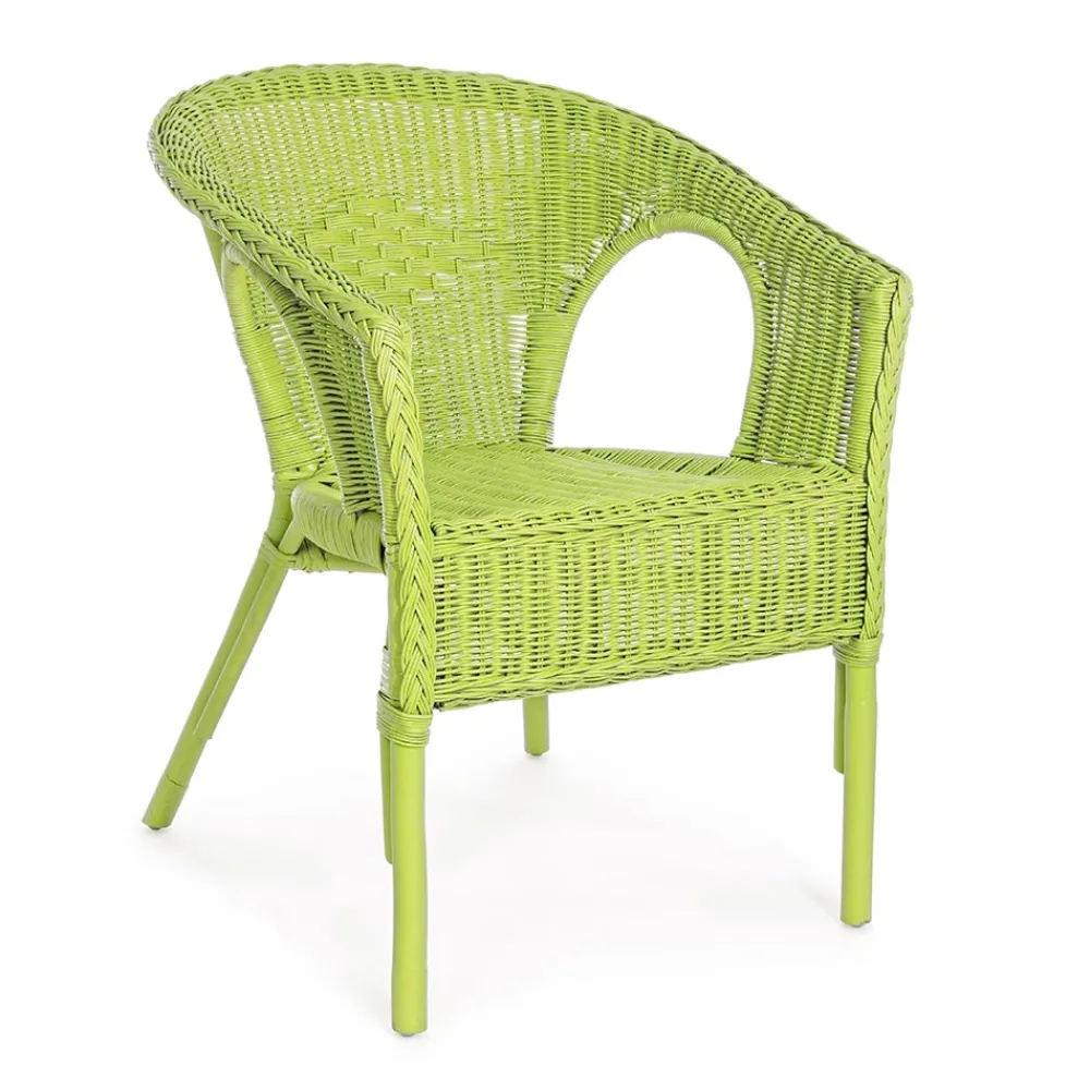 Viadurini in the Garden Sessel Rattan-Stapelbarer Design-Gartensessel aus weißem, blauem oder grünem Rattan - Favolizia