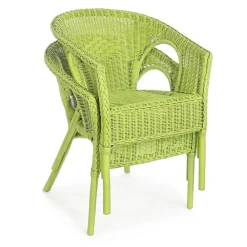 Viadurini in the Garden Sessel Rattan-Stapelbarer Design-Gartensessel aus weißem, blauem oder grünem Rattan - Favolizia