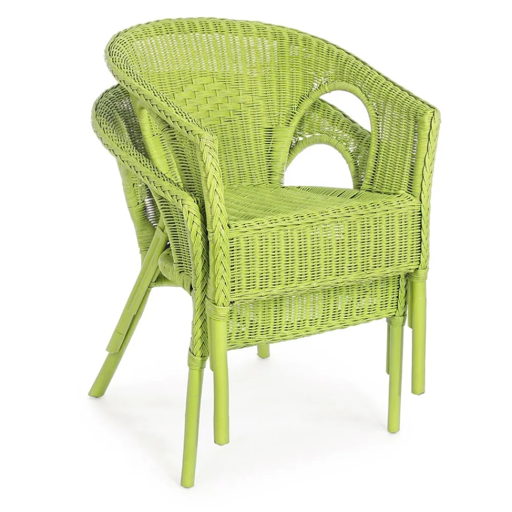 Viadurini in the Garden Sessel Rattan-Stapelbarer Design-Gartensessel aus weißem, blauem oder grünem Rattan - Favolizia