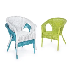 Viadurini in the Garden Sessel Rattan-Stapelbarer Design-Gartensessel aus weißem, blauem oder grünem Rattan - Favolizia