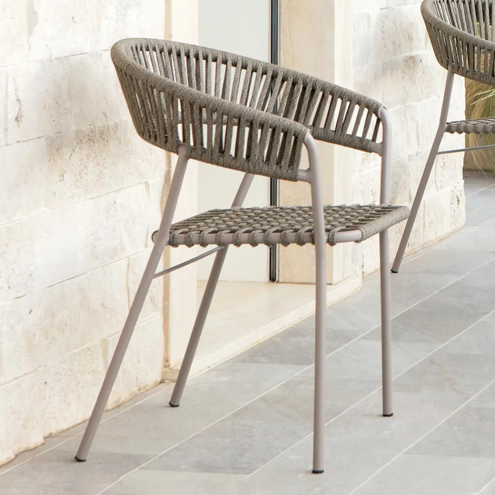 Viadurini in the Garden Metallsessel-Stapelbarer Gartensessel aus Stahl und Seil Made in Italy 2 Stück - Ragnar