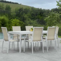 Viadurini in the Garden Metallsessel-Stapelbarer Gartenstuhl aus Textilene und Aluminium - Foglio