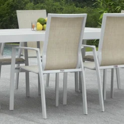 Viadurini in the Garden Metallsessel-Stapelbarer Gartenstuhl aus Textilene und Aluminium - Foglio