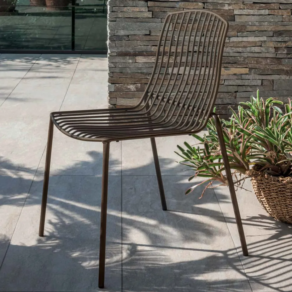 Viadurini in the Garden Gartenstühle Metall-Stapelbarer Gartenstuhl aus Metall Made in Italy 2 Stück - Giuliana