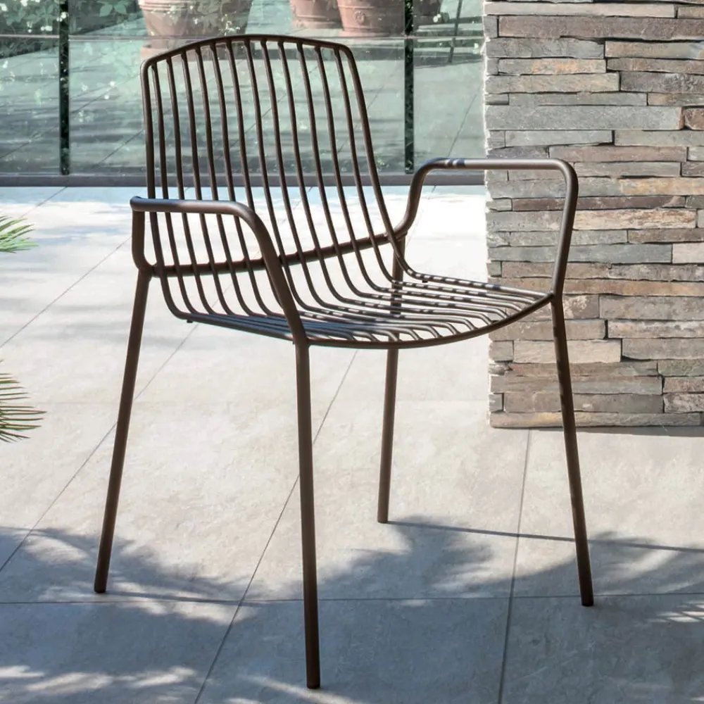 Viadurini in the Garden Gartenstühle Metall-Stapelbarer Gartenstuhl aus Metall Made in Italy 2 Stück - Giuliana