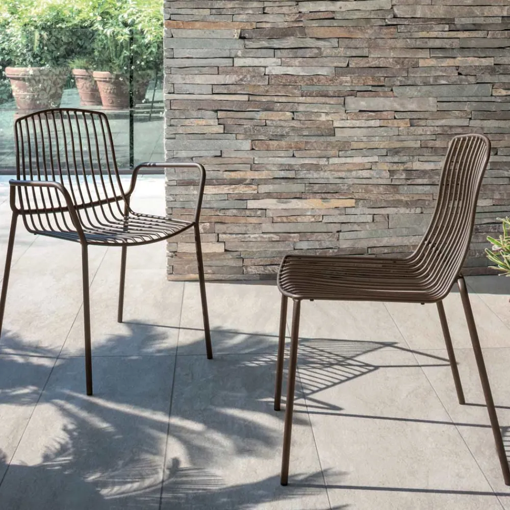 Viadurini in the Garden Gartenstühle Metall-Stapelbarer Gartenstuhl aus Metall Made in Italy 2 Stück - Giuliana