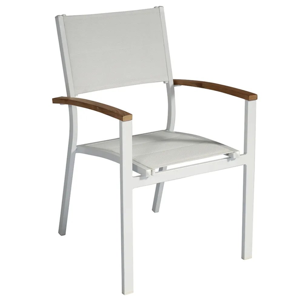 Viadurini in the Garden Gartenstühle Metall-Stapelbarer Gartenstuhl aus weißem Aluminium mit Armlehnen - Lyonel