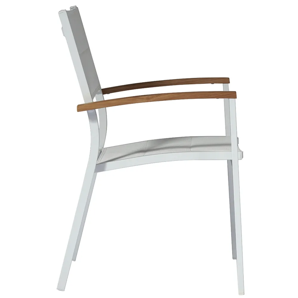 Viadurini in the Garden Gartenstühle Metall-Stapelbarer Gartenstuhl aus weißem Aluminium mit Armlehnen - Lyonel