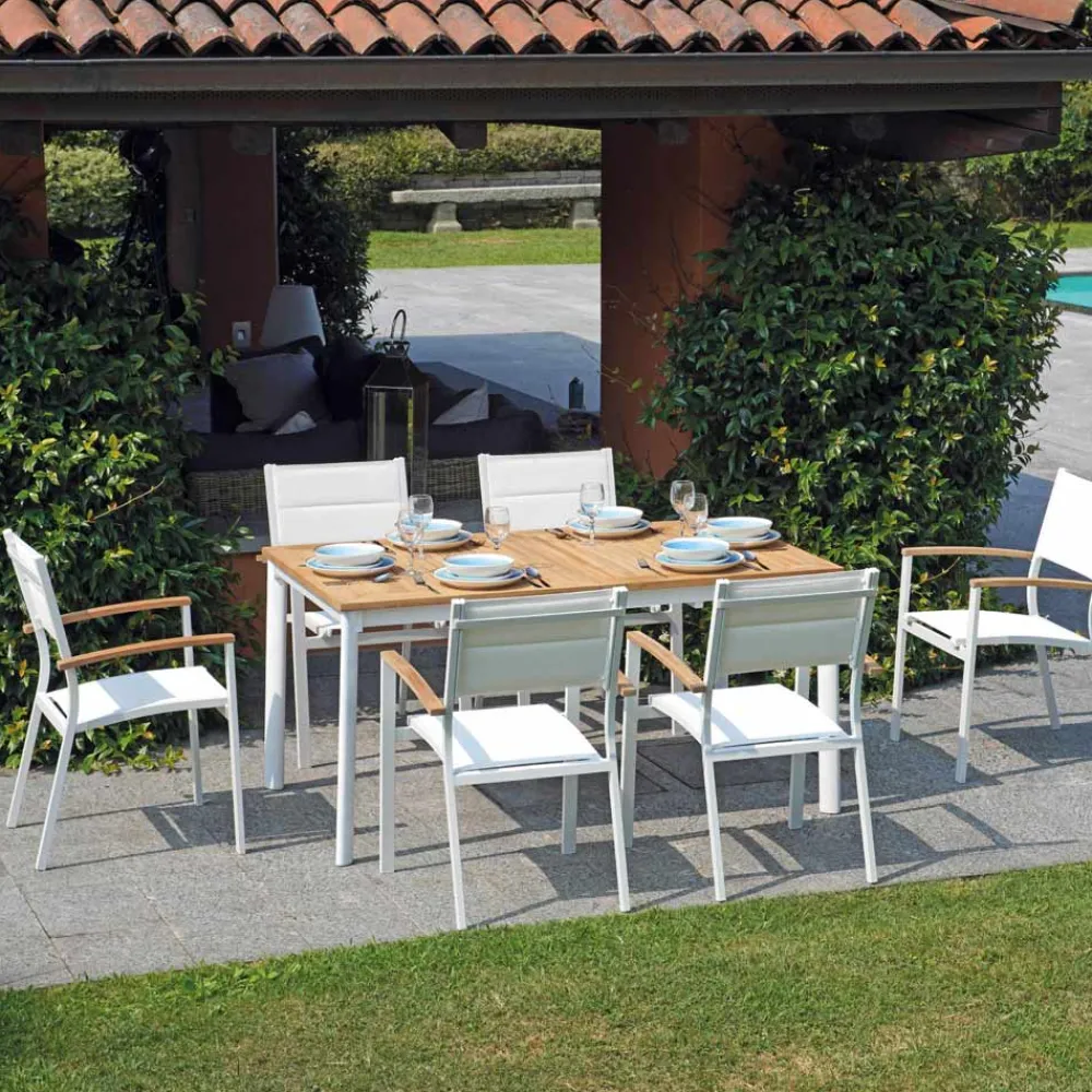 Viadurini in the Garden Gartenstühle Metall-Stapelbarer Gartenstuhl aus weißem Aluminium mit Armlehnen - Lyonel