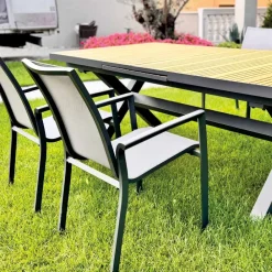 Viadurini in the Garden Metallsessel-Stapelbarer Gartenstuhl aus Aluminium und Textilene - Mira