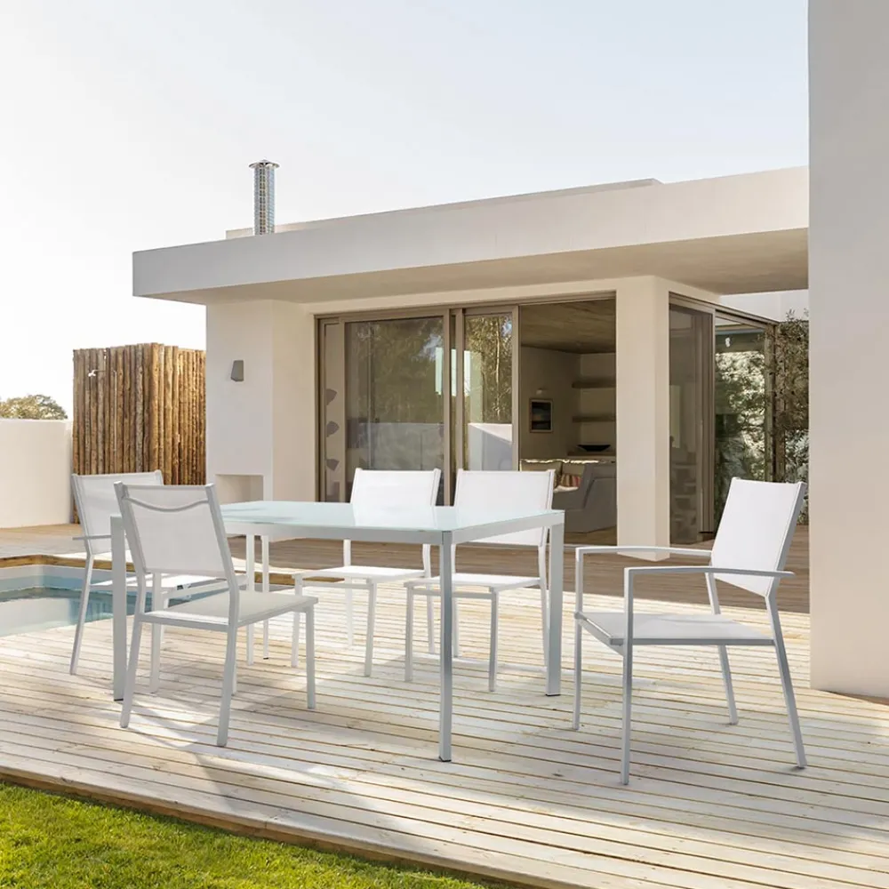 Viadurini in the Garden Gartenstühle Metall-Stapelbarer Gartenstuhl in modernem Design aus Aluminium und Textil - Franz