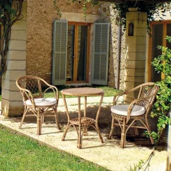 Viadurini in the Garden Sessel Rattan-Stapelbarer Gartenstuhl im Freien aus natürlichem Rattan - Spore