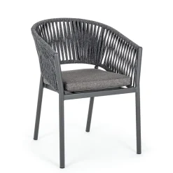 Viadurini in the Garden Gartenstühle Metall-Stapelbarer Gartenstuhl mit Stoffsitz, Homemotion 4 Stück - Aleandro