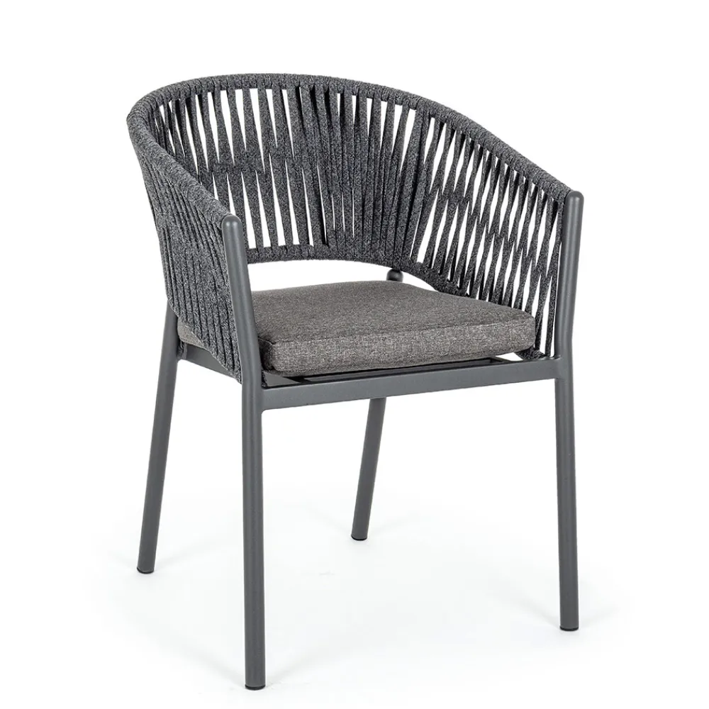 Viadurini in the Garden Gartenstühle Metall-Stapelbarer Gartenstuhl mit Stoffsitz, Homemotion 4 Stück - Aleandro