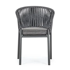 Viadurini in the Garden Gartenstühle Metall-Stapelbarer Gartenstuhl mit Stoffsitz, Homemotion 4 Stück - Aleandro