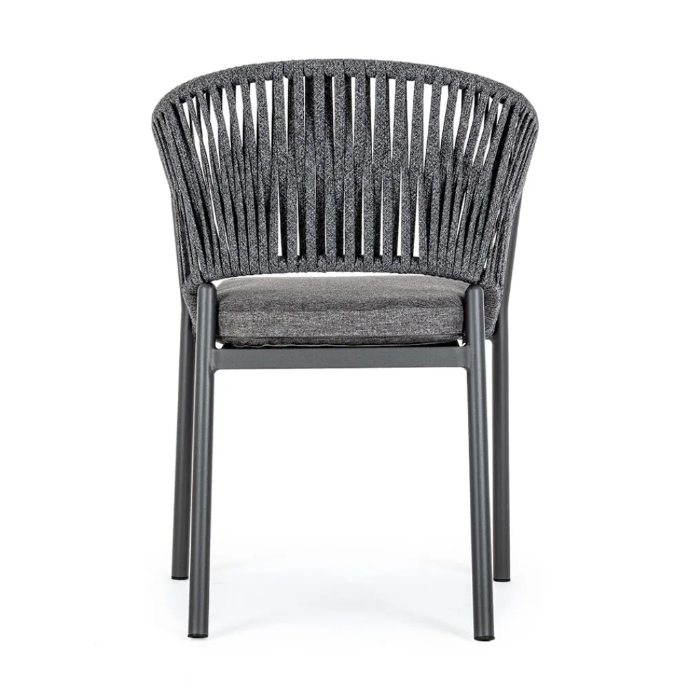 Viadurini in the Garden Gartenstühle Metall-Stapelbarer Gartenstuhl mit Stoffsitz, Homemotion 4 Stück - Aleandro