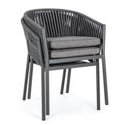 Viadurini in the Garden Gartenstühle Metall-Stapelbarer Gartenstuhl mit Stoffsitz, Homemotion 4 Stück - Aleandro