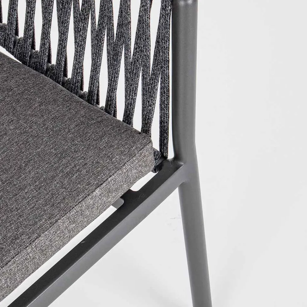 Viadurini in the Garden Gartenstühle Metall-Stapelbarer Gartenstuhl mit Stoffsitz, Homemotion 4 Stück - Aleandro