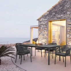 Viadurini in the Garden Gartenstühle Metall-Stapelbarer Gartenstuhl mit Stoffsitz, Homemotion 4 Stück - Aleandro