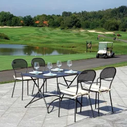 Viadurini in the Garden Gartenstühle Metall-Stapelbarer Gartenstuhl mit anthrazitfarbener Eisenstruktur - Nadege