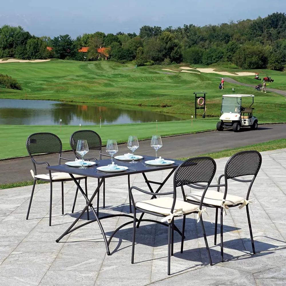 Viadurini in the Garden Gartenstühle Metall-Stapelbarer Gartenstuhl mit anthrazitfarbener Eisenstruktur - Nadege